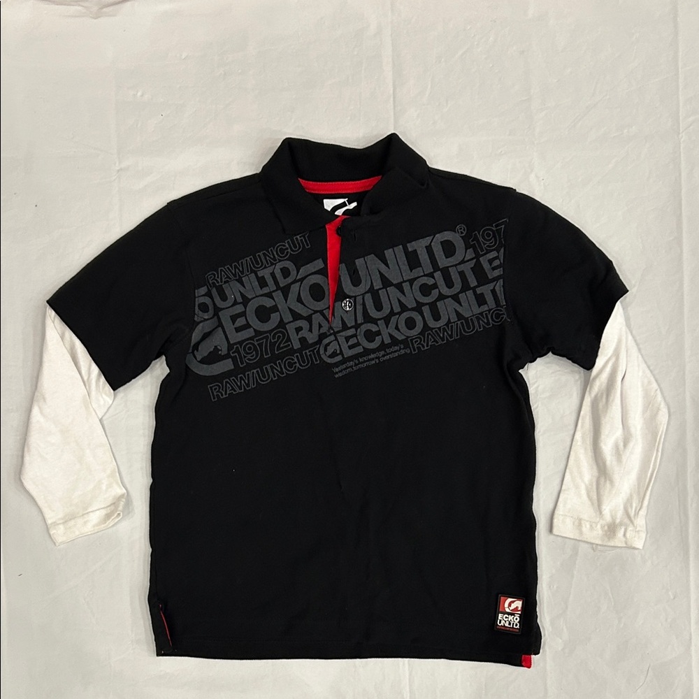 Ecko Unlimited Black Polo with White and Red Accents